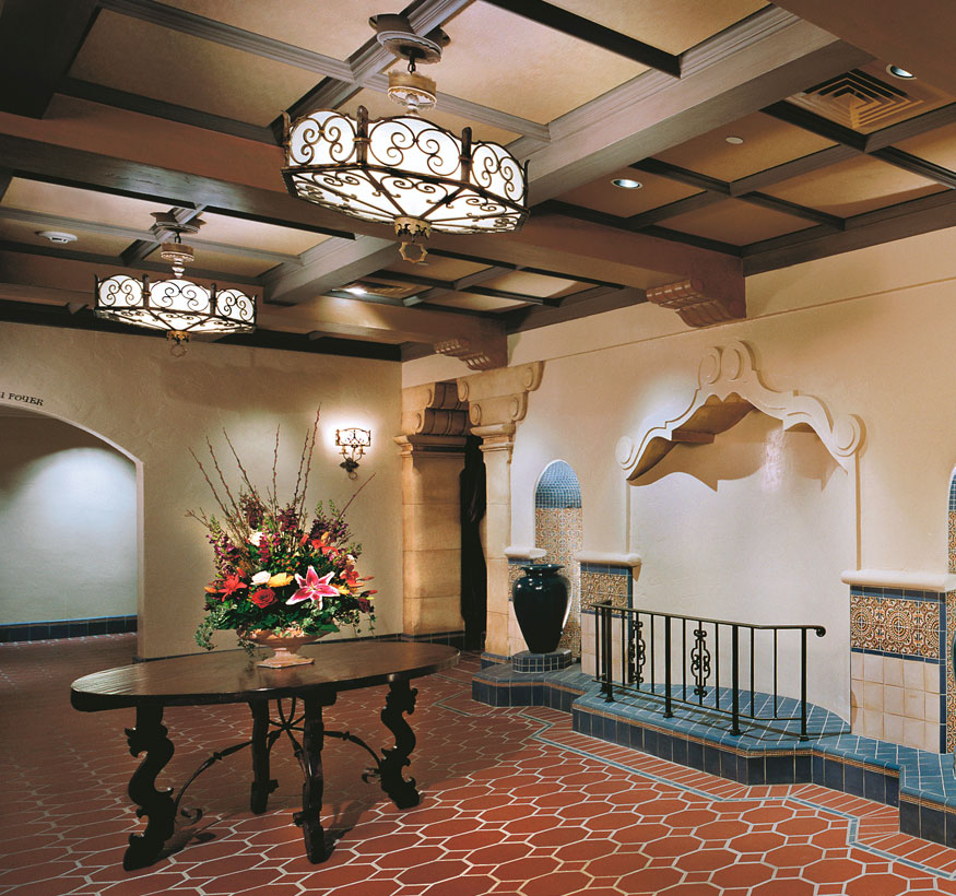 Chandeliers in Theatre Foyer